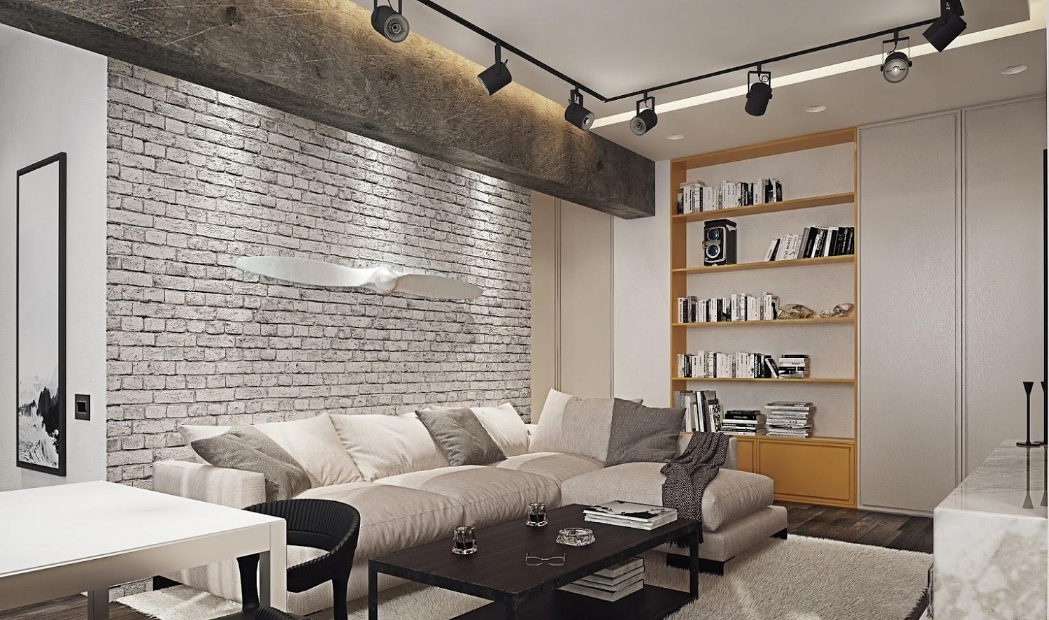 Трековое освещение в гостинной