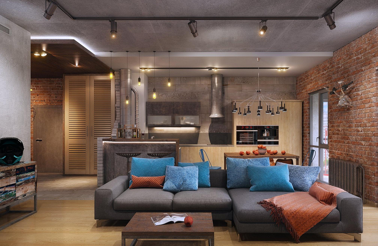 Трековое освещение в гостинной