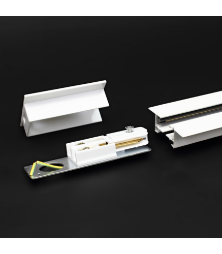 Встраиваемый шинопровод 2м однофазный белый с токоподводом и заглушкой 