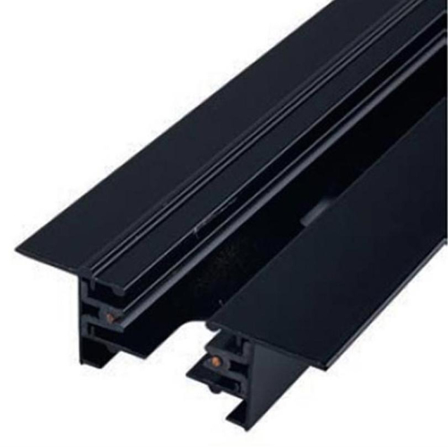 Встраиваемый шинопровод 2м однофазный черный с токоподводом и заглушкой